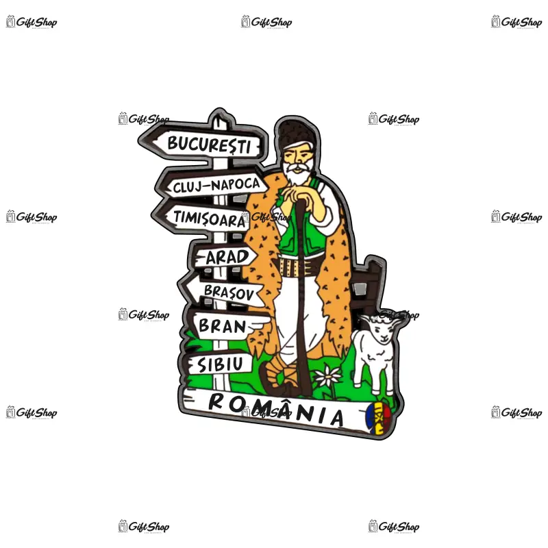 Romania, cioban cu oi, magnet decor, model mgs197